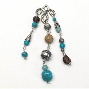 Carolyn Pollack Relios Sterling Silver Turquoise & Brown Jasper Pendant Enhancer